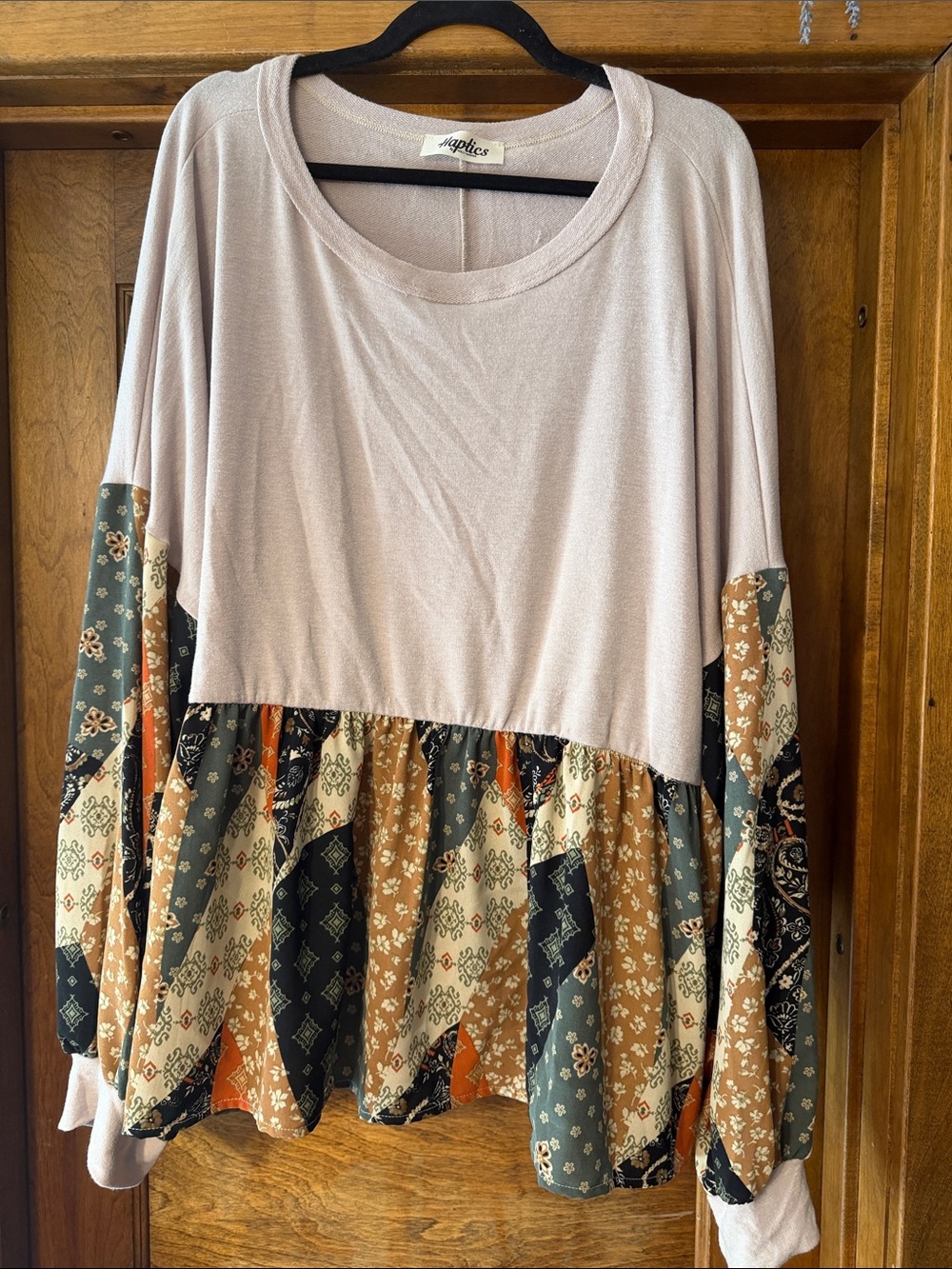 Women's Light Pink Tiered Peasant Top